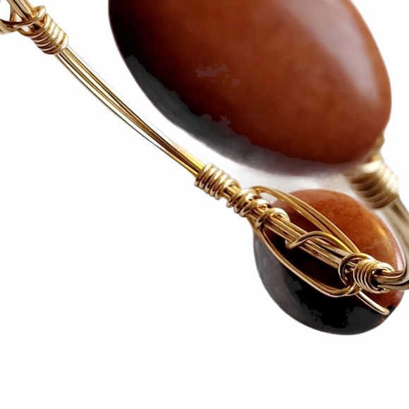 Indie Red Jasper Stone Copper Bangle Bracelet - Picture 6 of 6